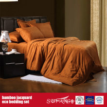 Juego de ropa de cama de fibra de bambú Jacquard Juego de sábanas de hotel de lujo